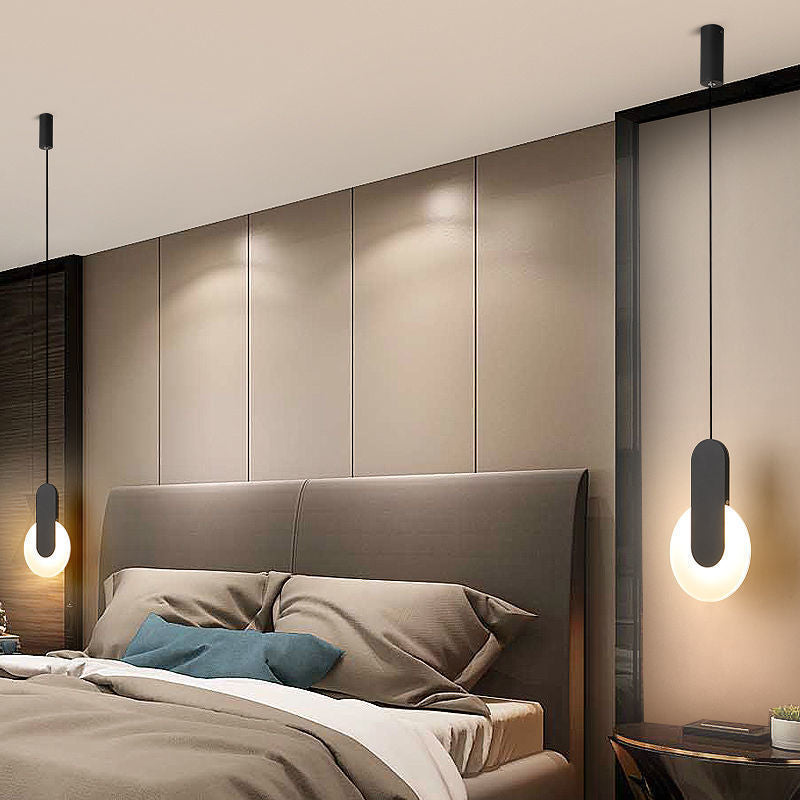 Living Room Led Small Pendant Light Bedroom Bedside Indoor Lamp Trendy Small Unique Dining Room Bar Counter Lighting Single-Head Long Pendant Light