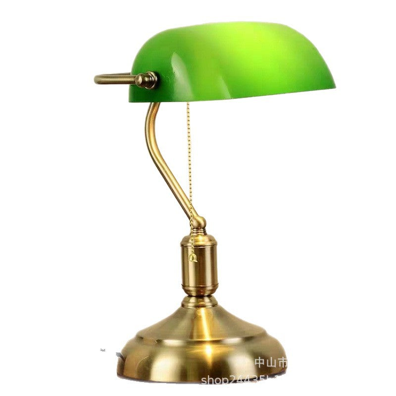 European-style Republic of China Old Shanghai Bank Table Lamp Glass Table Lamp Retro Chiang Kai-shek Study Villa Office Bedside Table Lamp