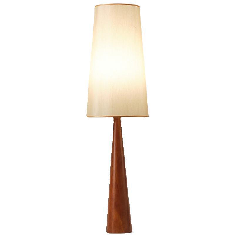 Svelte Modern Floor Lamp - Minimalist Wooden Standing Lamp with Soft Fabric Shade
