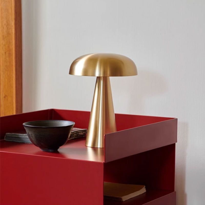 USB Rechargeable Metal Mushroom Table Lamp