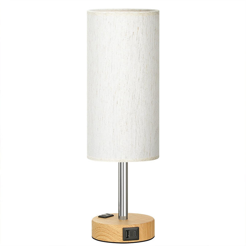 Popular Night Light Wood Grain Three-Speed Touch Dimming Cloth Cover Bedside Lamp Decorative Table Lamp