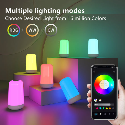 Smart Night Lamp Touch LED Night Light RGB 3600mAh Battery Rechargeable Bedside Table Lamp For Bedroom Decoration