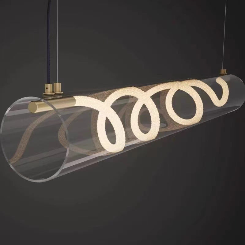 Italian Designer Modern Simple Island Table Light and Shadow Special-shaped Long Bar Table Lighting Art Restaurant Chandelier