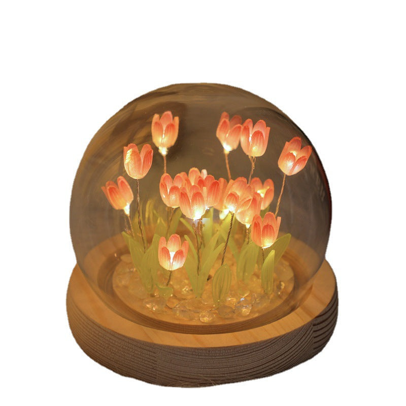 Tulip Night Light Handmade DIY Material Kit Creative Desktop Atmosphere Lamp Ornament Birthday Gift for Girls and Best Friends