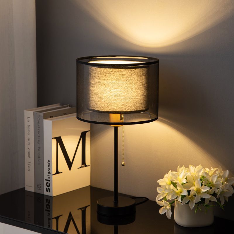 Vintage Table Lamp with Double Fabric Shade