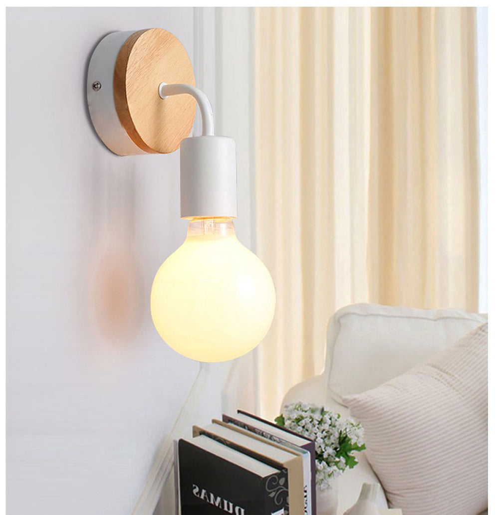 American Country Retro Cafe Industrial Style Aisle Decorative Lamps Restaurant Bar Creative Wood Art Solid Wood Wall Lamp