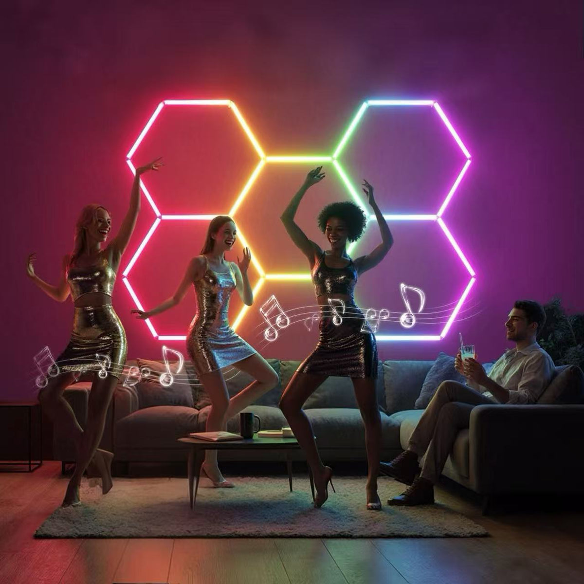 Cross-Border Led Atmosphere Light Rgb Colorful Hexagonal Light for Garage Car Wash Room, Gym, E-Sports Room, Etc