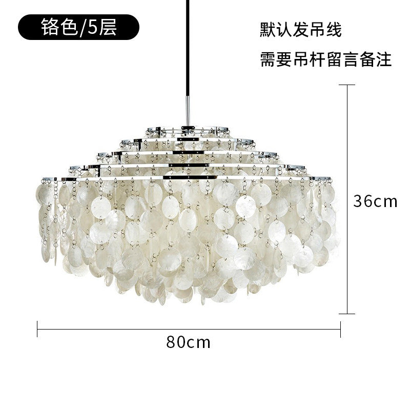 French Cream Living Room Chandelier Simple Retro American Natural Shell Bedroom Restaurant Wind Chime Decorative Eye Protection Lamps