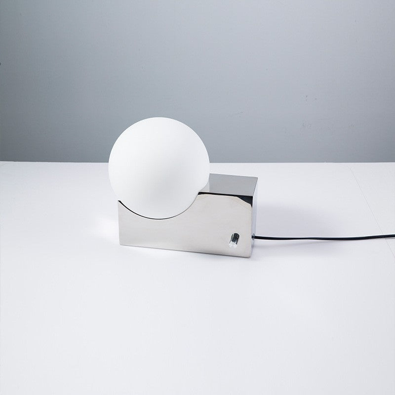Frostveil Desk Lamp, Frosted Glass and Polished Stainless Steel