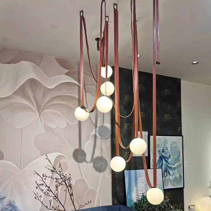 Italian designer belt chandelier minimalist creative model room exhibition hall loft living room villa staircase dining room lamp