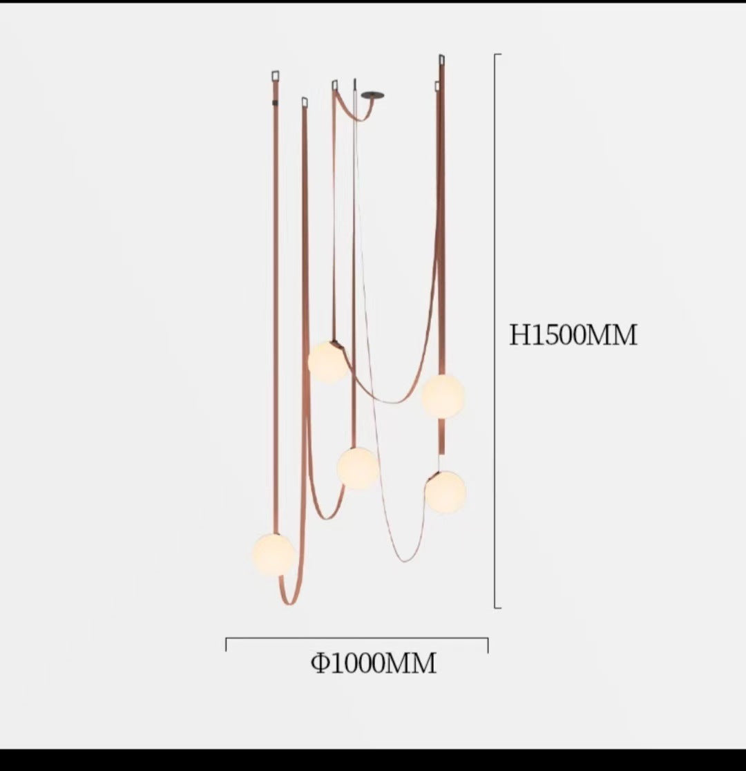 Italian designer belt chandelier minimalist creative model room exhibition hall loft living room villa staircase dining room lamp
