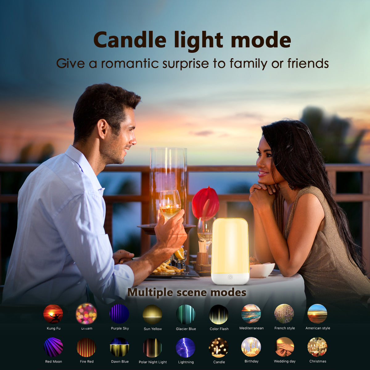 Smart Night Lamp Touch LED Night Light RGB 3600mAh Battery Rechargeable Bedside Table Lamp For Bedroom Decoration