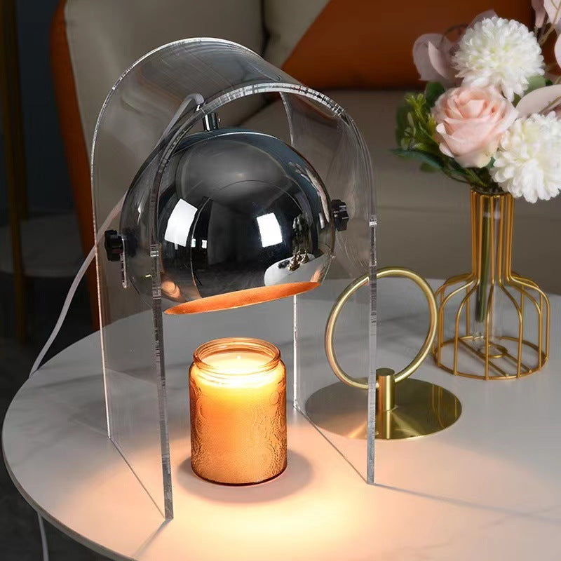 Aromatherapy lamp timing melting wax lamp European acrylic table lamp bedroom bedside black glass dimming retro atmosphere lamp