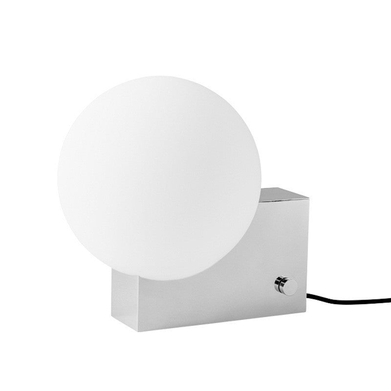 Frostveil Desk Lamp, Frosted Glass and Polished Stainless Steel