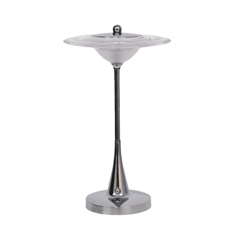 Cross-Mirror Flying Saucer Touch Decorative Table Lamp Clear Bar Atmosphere Night Light Bedside Desktop Table Lamp Bedroom Rechargeable Night Light