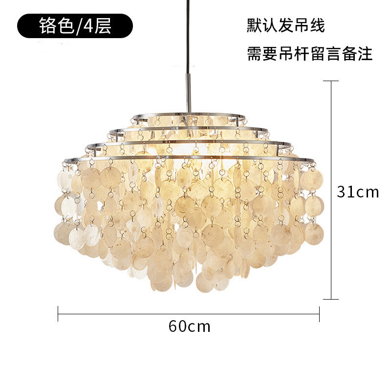 French Cream Living Room Chandelier Simple Retro American Natural Shell Bedroom Restaurant Wind Chime Decorative Eye Protection Lamps
