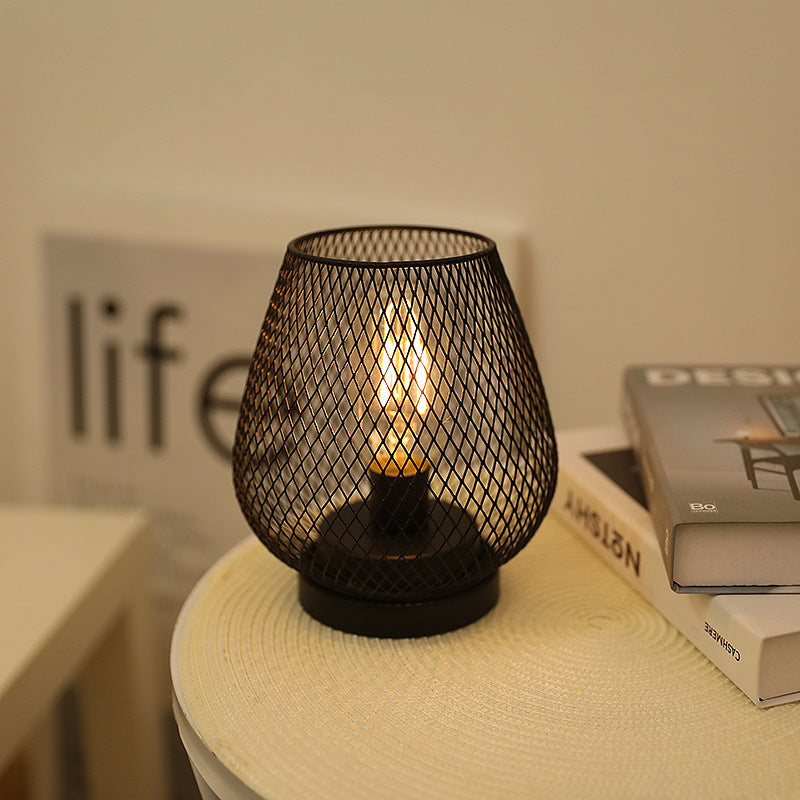 Battery Operated LED Table Lamp with Mesh Design