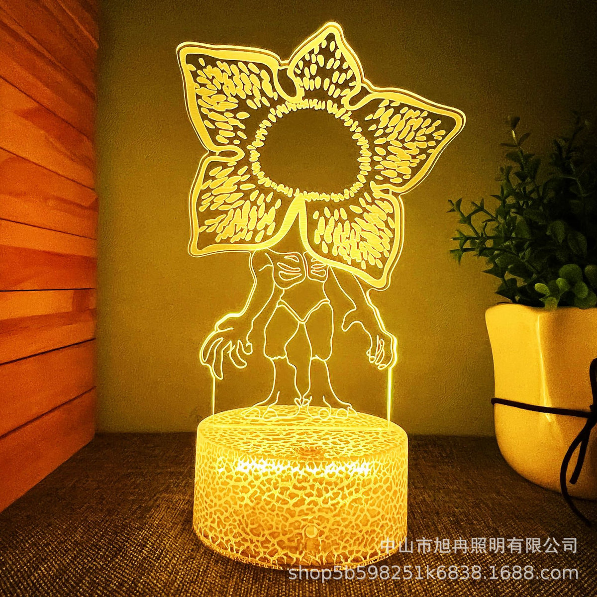 Cross border 3D night light black colorful 16 color crack table lamp