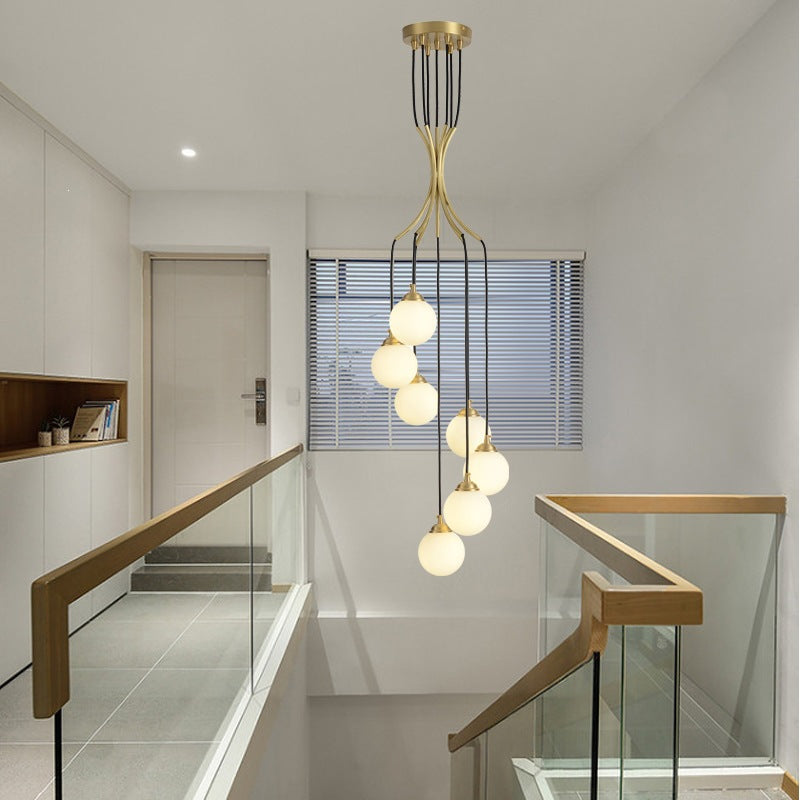 Long Pendant Light for Stairwell, Nordic Villa, Modern Minimalist and Elegant Living Room, Creative Dining Room, Rotating Duplex Large Pendant Light