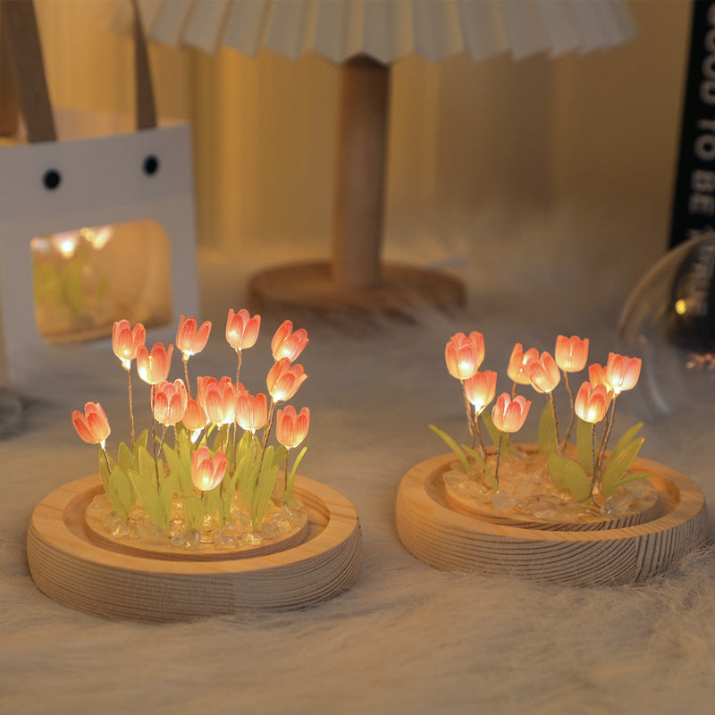 Tulip Night Light Handmade DIY Material Kit Creative Desktop Atmosphere Lamp Ornament Birthday Gift for Girls and Best Friends