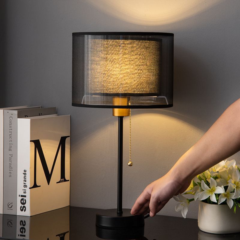 Vintage Table Lamp with Double Fabric Shade