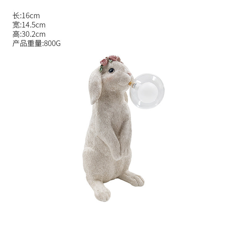 Blowing Bubble Gum Girl Lamp[Green-Bow Girl Peace-Table Lamp]