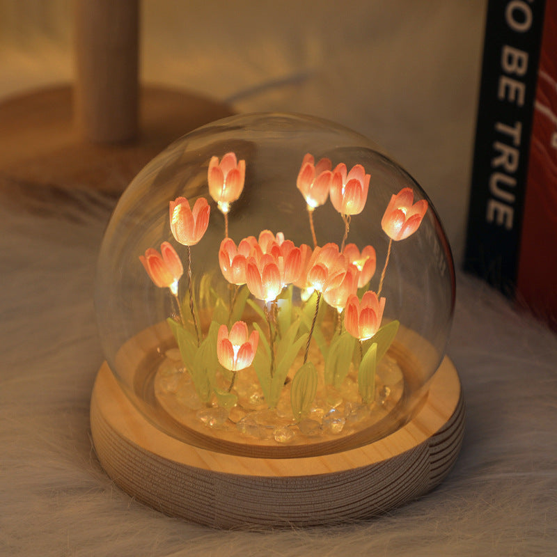 Tulip Night Light Handmade DIY Material Kit Creative Desktop Atmosphere Lamp Ornament Birthday Gift for Girls and Best Friends