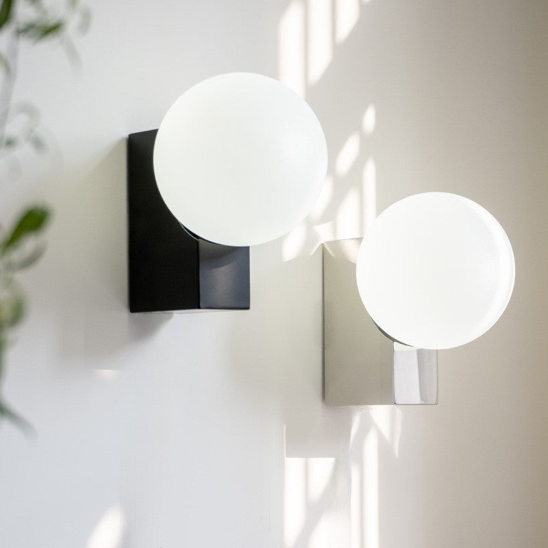 Frostveil Desk Lamp, Frosted Glass and Polished Stainless Steel