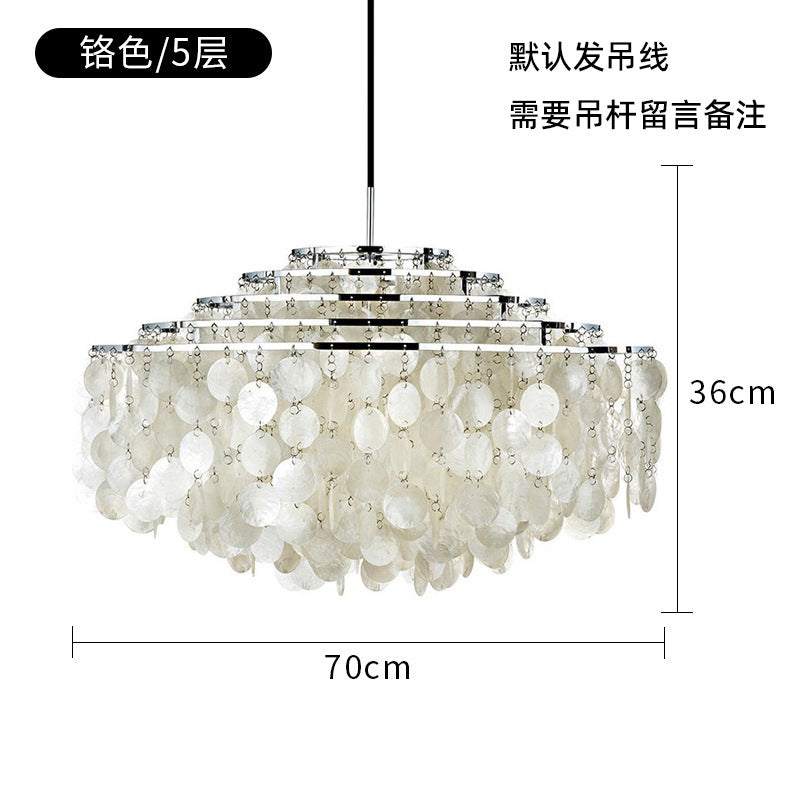 French Cream Living Room Chandelier Simple Retro American Natural Shell Bedroom Restaurant Wind Chime Decorative Eye Protection Lamps