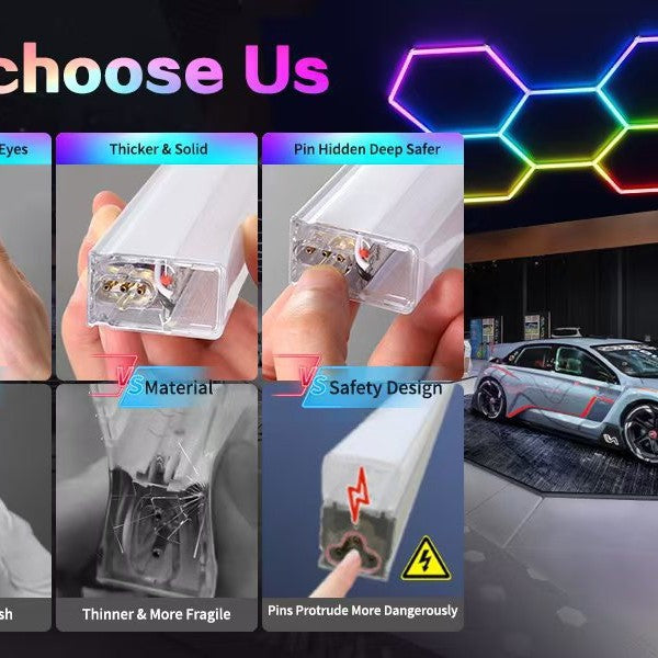 Cross-Border Led Atmosphere Light Rgb Colorful Hexagonal Light for Garage Car Wash Room, Gym, E-Sports Room, Etc