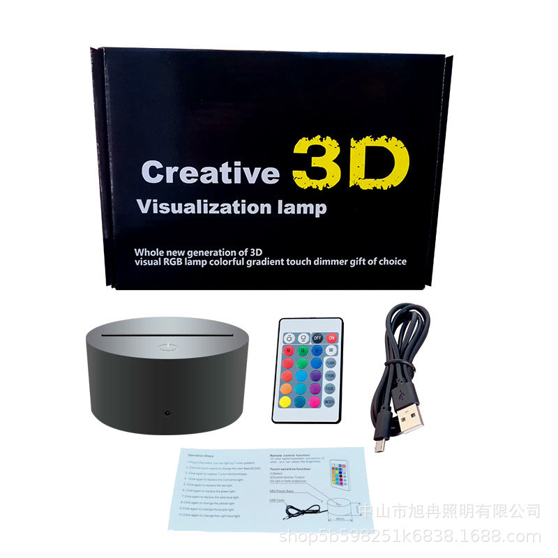 Cross border 3D night light black colorful 16 color crack table lamp