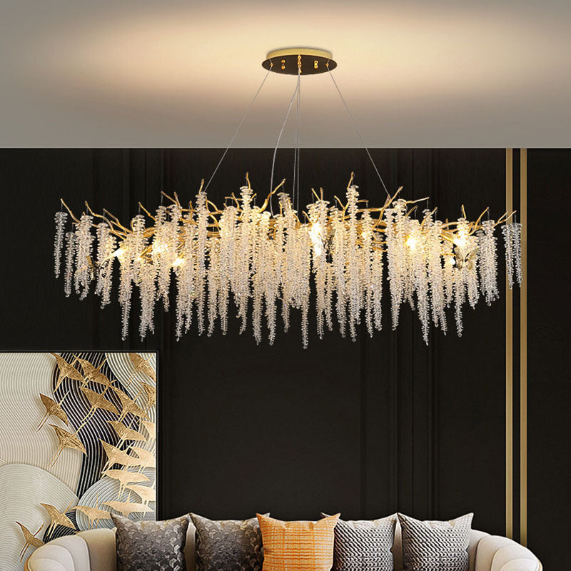 Light Luxury Restaurant Chandelier Crystal Lamp New Artistic Creative Branch Living Room American Crystal Source Factory Zhongshan