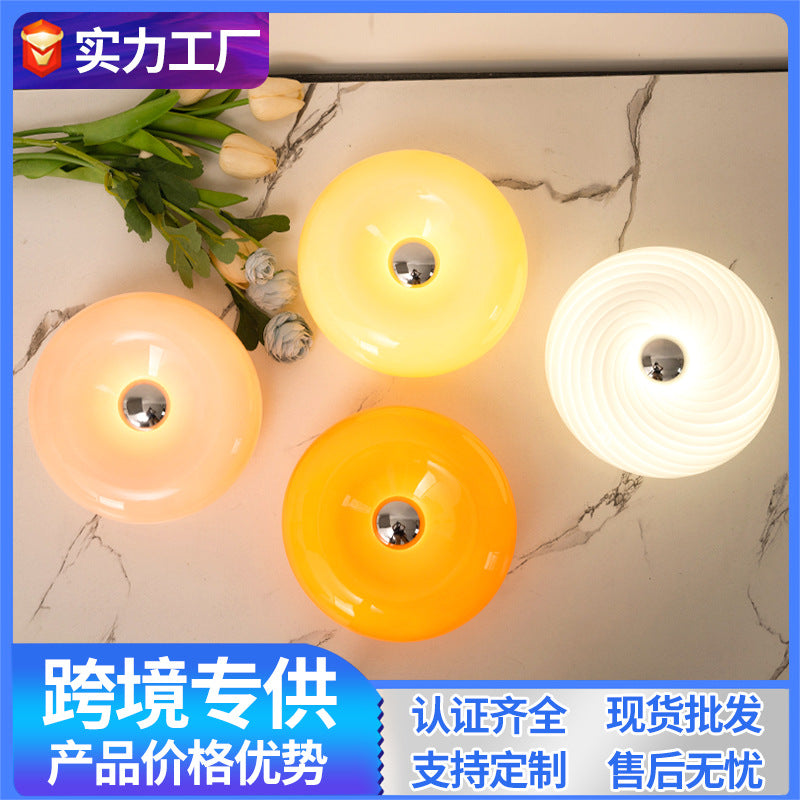 Bedside High-End Internet Celebrity Donut Charging Night Light Creative Decorative Table Lamp Atmosphere Lamp Glass Table Lamp