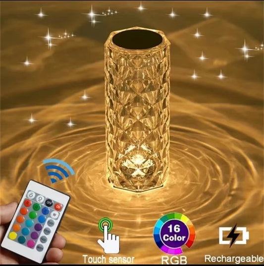 Crystal Diamond Night Light – 3-Color LED Touch Lamp for Elegant Home Decor