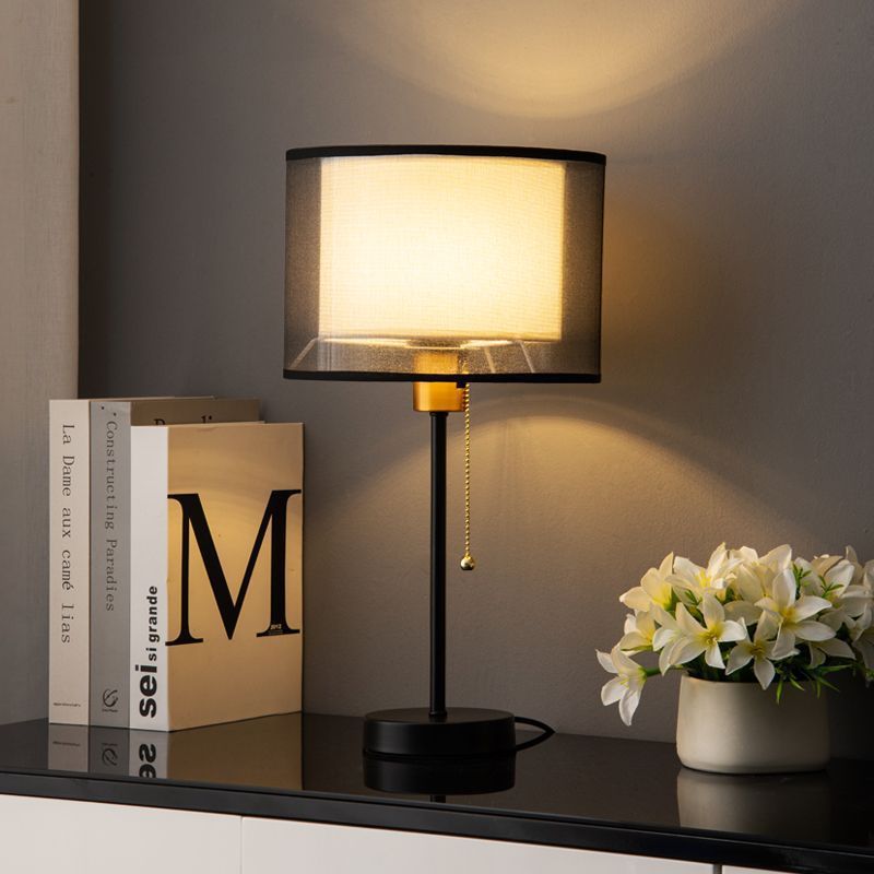 Vintage Table Lamp with Double Fabric Shade