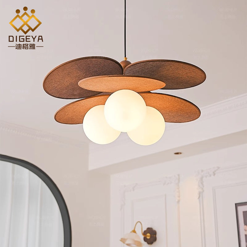 Dikya French Mid-Century Style Restaurant Bedroom Magic Bean Chandelier Retro Creative Raffia Bar Bed and Breakfast Decorative Lamp