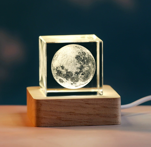 Carved Crystal Cube Cloud Moon Sun Heart Night Light Desktop Decoration Atmosphere Light Creative Ornament Gift