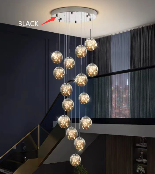 Modern Spiral Stair Glass Ball String Chandelier