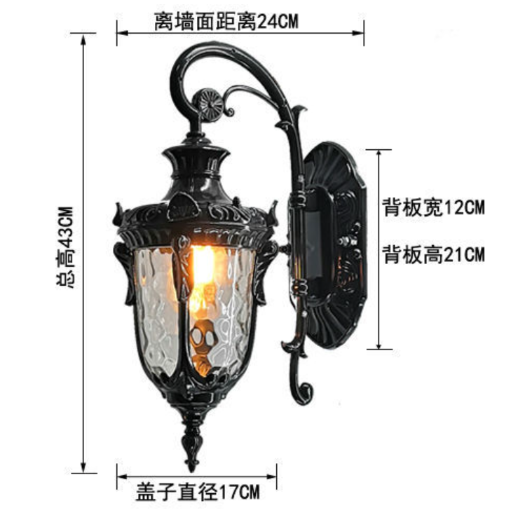 European style outdoor wall lamp, indoor and outdoor waterproof LED wall lamp, simple design.