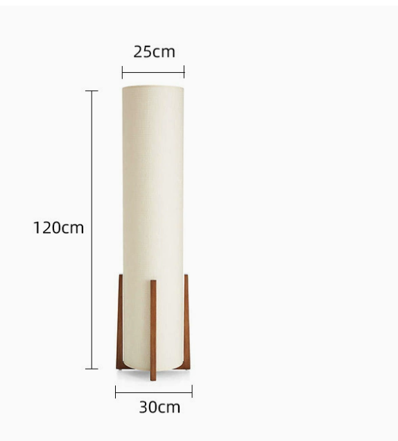 Hajime Traditional Japanese Floor Lamp - White Fabric Cylinder Lamp for Living Room