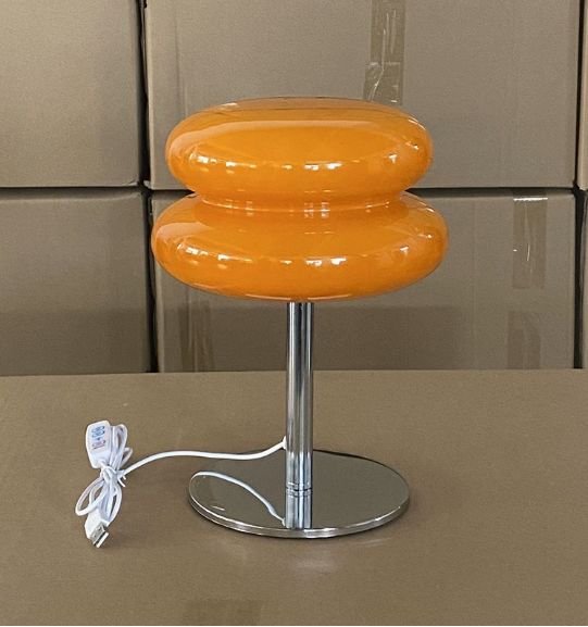 MURANO-STIL – USB Glass Table Lamp / Italian-Inspired Accent Light