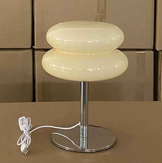 MURANO-STIL – USB Glass Table Lamp / Italian-Inspired Accent Light