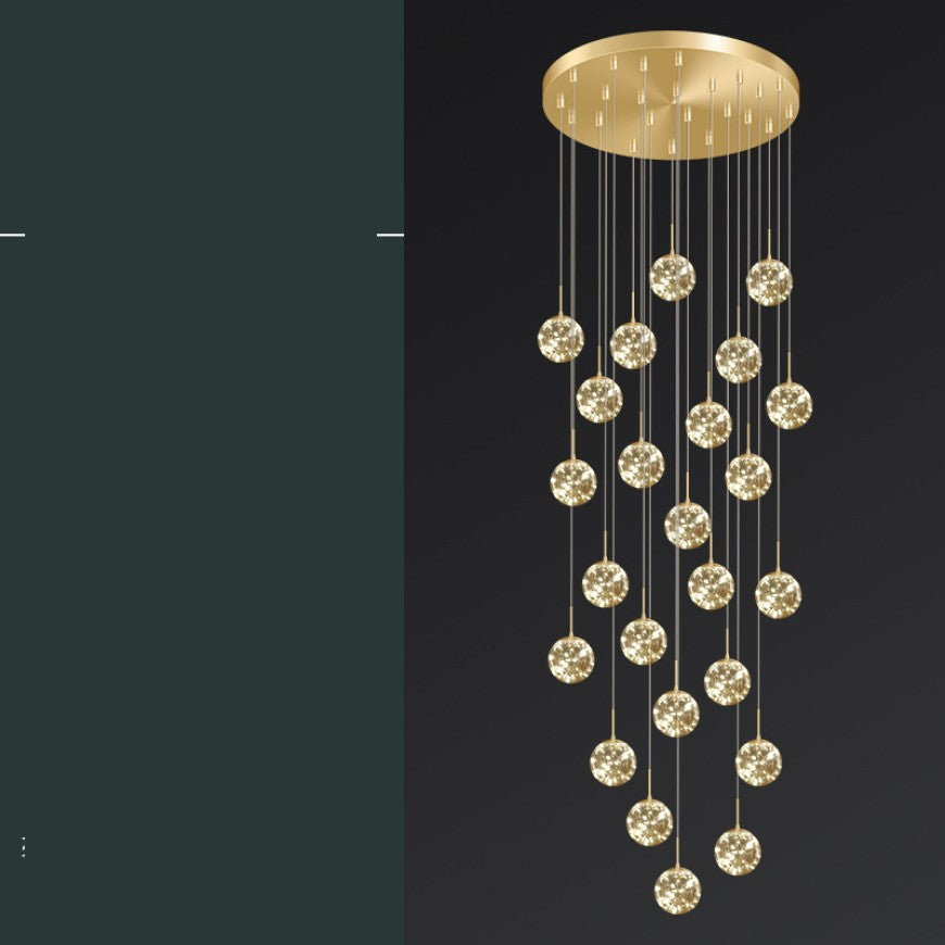 Modern Spiral Stair Glass Ball String Chandelier