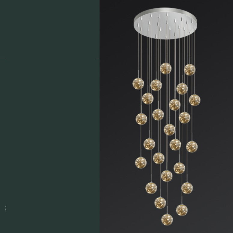 Modern Spiral Stair Glass Ball String Chandelier