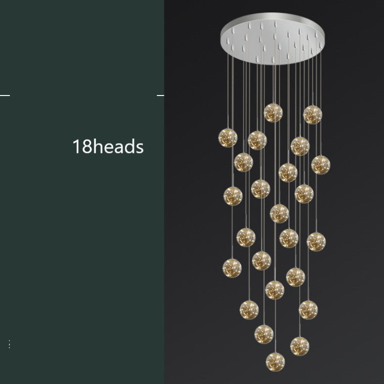 Modern Spiral Stair Glass Ball String Chandelier