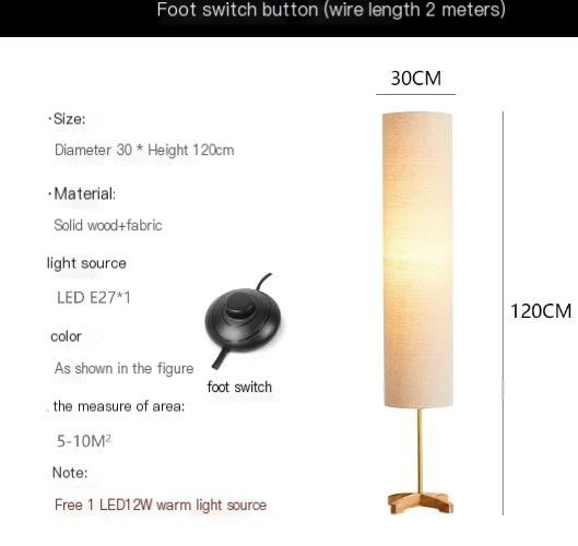 Nomi Modern Gold Floor Lamp - Scandinavian-Japanese Design for Living Room or Bedroom