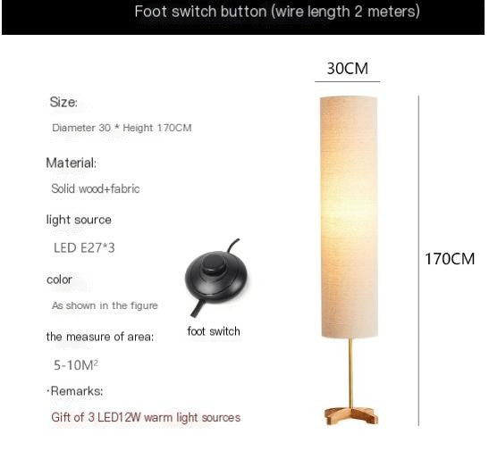 Nomi Modern Gold Floor Lamp - Scandinavian-Japanese Design for Living Room or Bedroom